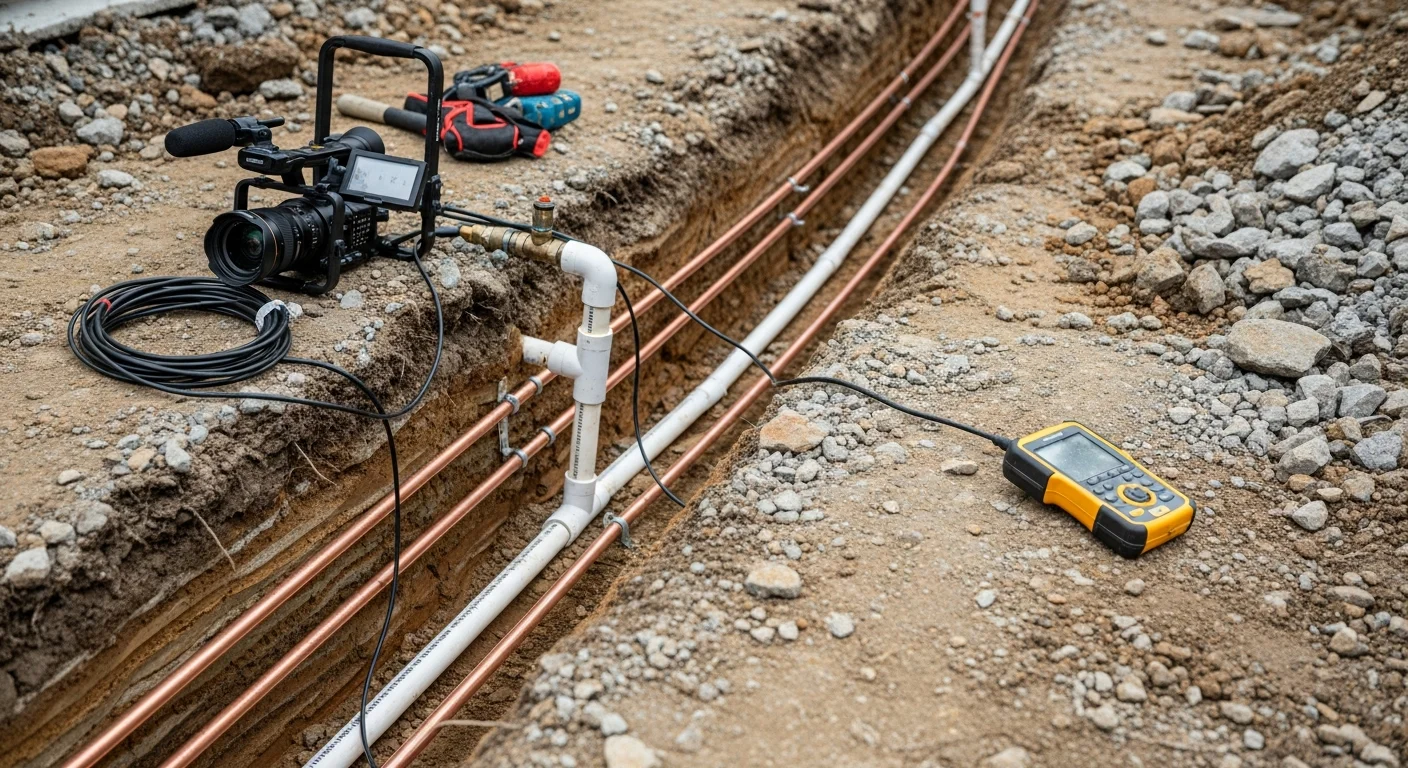 Sewer excavation and water line installation equipment