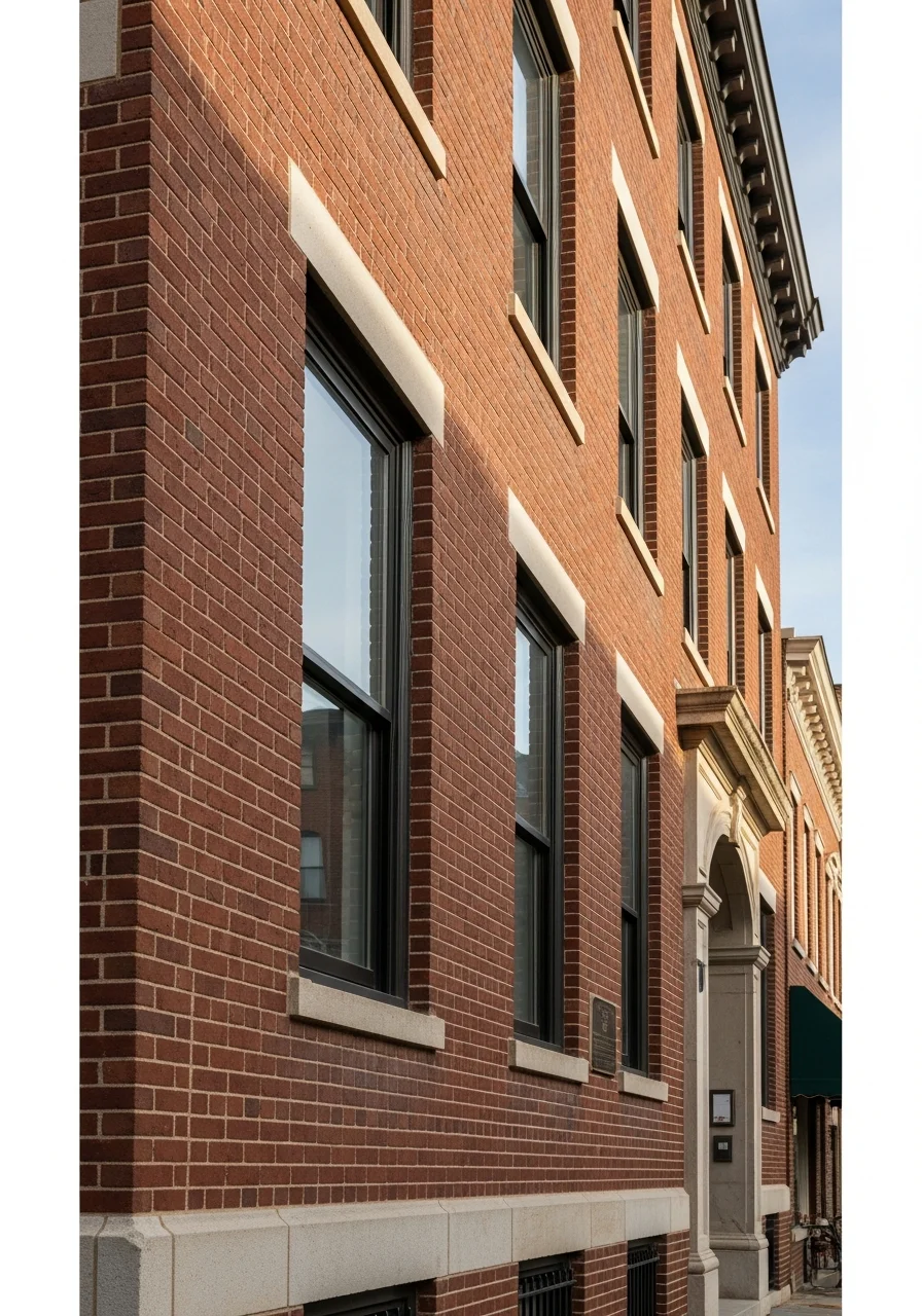 Detail of Hartford building facade demonstrating quality restoration or maintenance work.